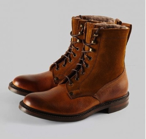 Cheaney Scott Fur Lined Maracca Suede Country Derby Boot in Almond Grain